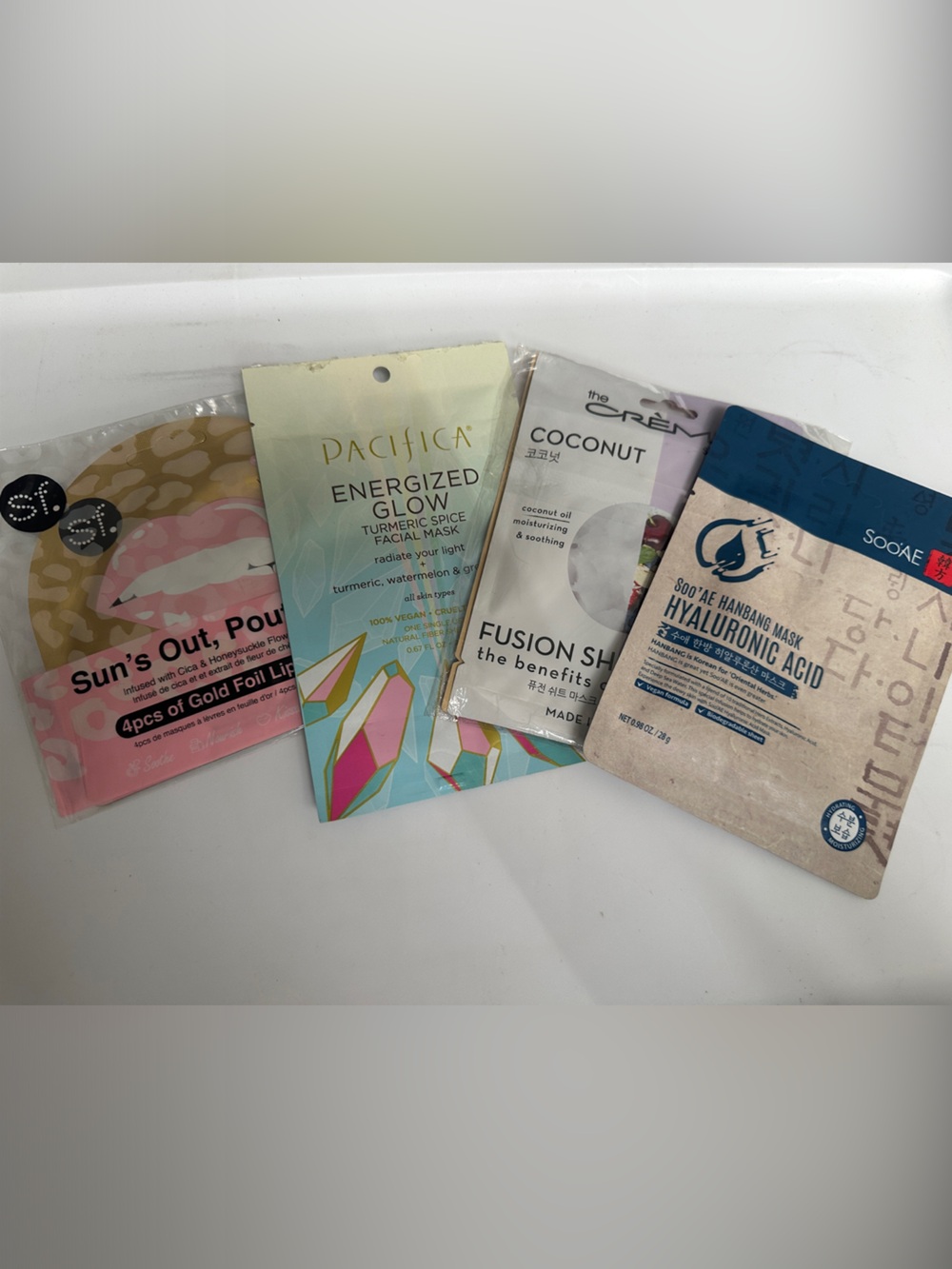 Assorted Facial Sheet Masks - Pink, Gold, Blue, Cream